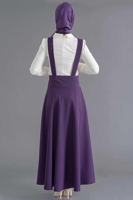 Bislife - Dark Purple Hijab Salopet 8026MU - 3