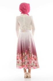 Bislife - Flower Patterned Plum Color Skirt - Thumbnail