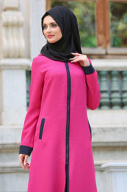 Bislife - Fuchsia Hijab Coat 6111F - Thumbnail