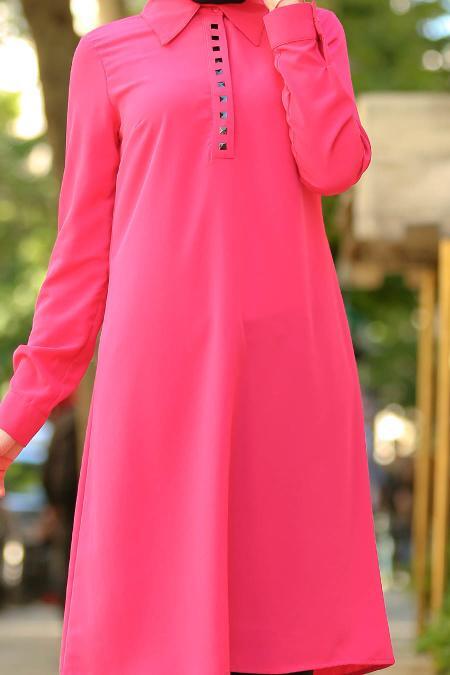 Bislife - Fuchsia Hijab Tunic 6079F - 3