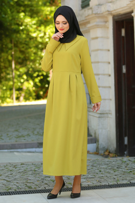Bislife - Green Hijab Dress 7037YY