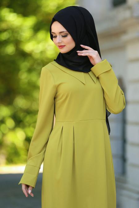 Bislife - Green Hijab Dress 7037YY - 2