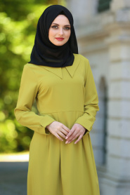 Bislife - Green Hijab Dress 7037YY - Thumbnail