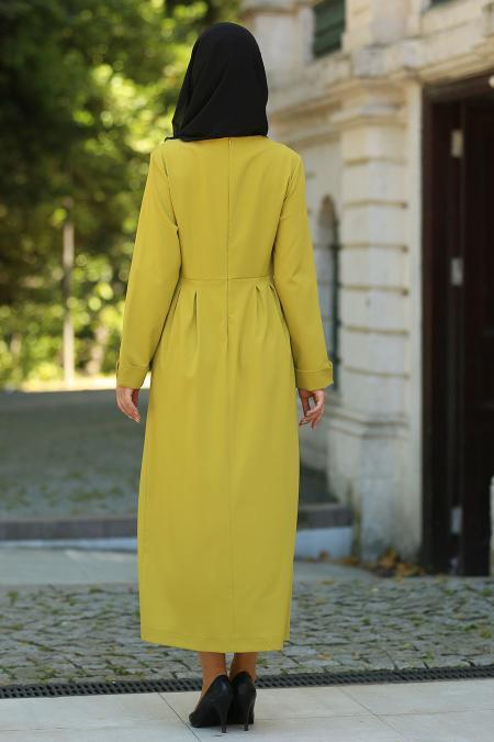 Bislife - Green Hijab Dress 7037YY - 4