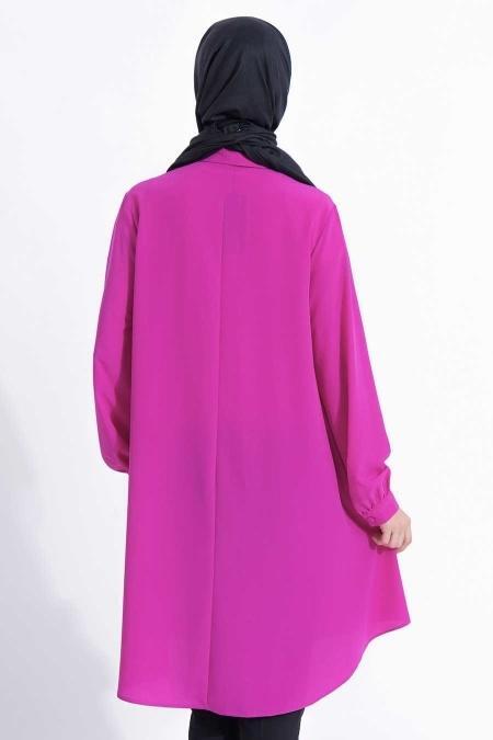 Bislife - Kolyeli Fuşya Tesettür Tunik 6130F - 3