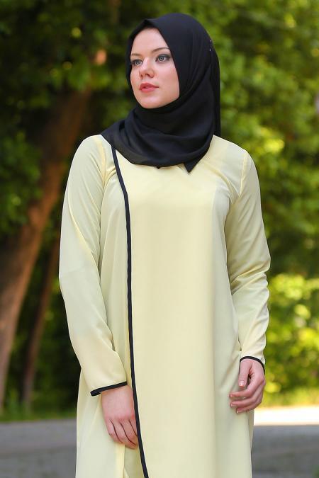 Bislife - Kolyeli Sarı Tesettür Tunik 6140SR - 2