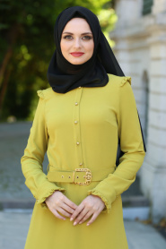 Bislife - Light Green Hijab Dress 7026AY - Thumbnail
