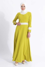 Bislife - Light Green Hijab Dress 7030AY - Thumbnail