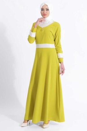 Bislife - Light Green Hijab Dress 7030AY - Thumbnail