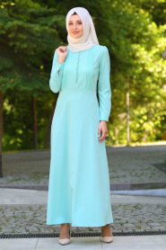 Bislife - Mint Hijab Dress 7031MINT - Thumbnail