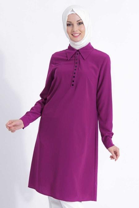 Bislife - Mürdüm Tesettür Tunik 6079MU - 2