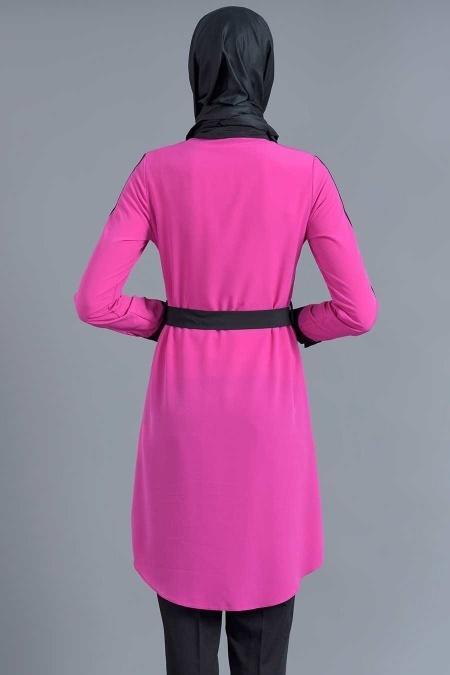 Bislife - Mürdüm/Siyah Tesettür Tunik 6114MU - 3