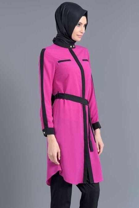 Bislife - Mürdüm/Siyah Tesettür Tunik 6114MU - 2