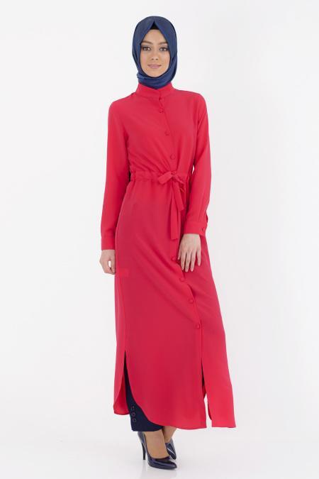 Bislife - Şık Nar Çiçeği Tesettür Tunik 6153NC - 2