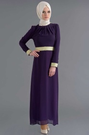 Bislife - Plum Color Hijab Dress 7022MU - Thumbnail
