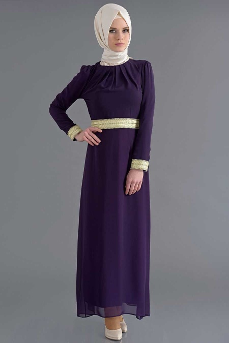Bislife - Plum Color Hijab Dress 7022MU