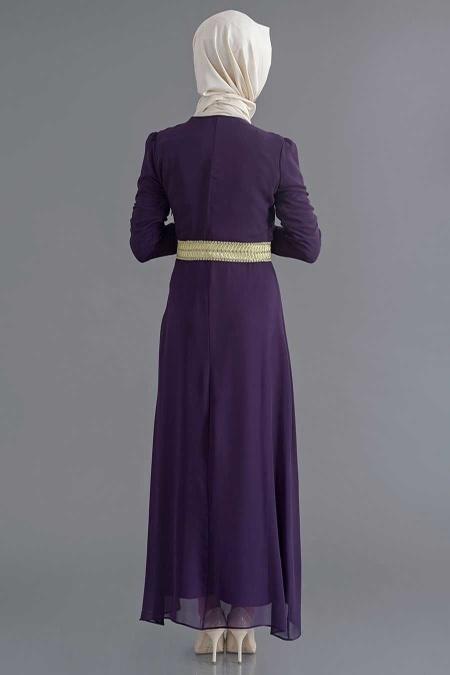 Bislife - Plum Color Hijab Dress 7022MU - 3