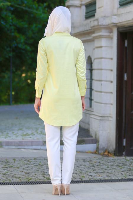 Bislife - Sarı / Beyaz Tesettür Gömlek 6131SR - 3