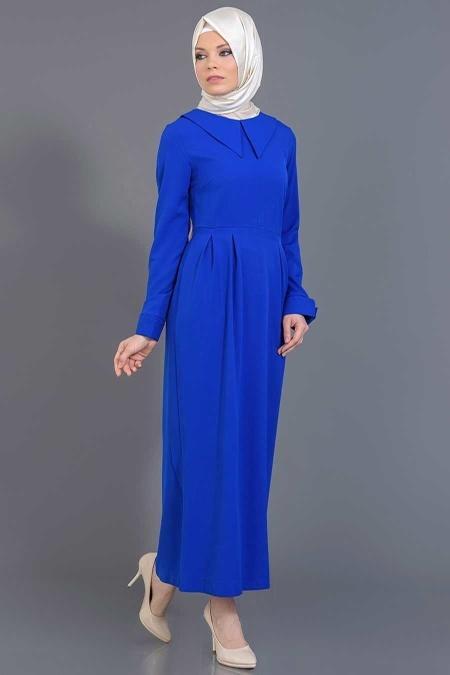 Bislife - Sax Blue Hijab Dress 7037SX - 2