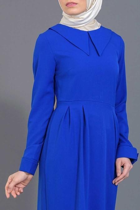 Bislife - Sax Blue Hijab Dress 7037SX - 3