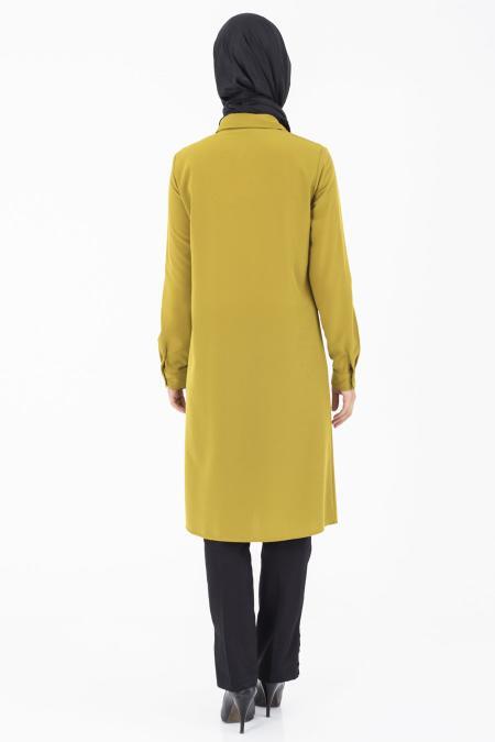 Bislife - Yağ Yeşili Tesettür Tunik 6079YY - 3