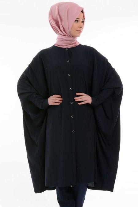 Bislife - Yarasa Kol Lacivert Tesettür Tunik 6101L - 2