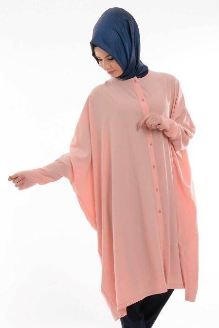 Bislife - Yarasa Kol Pudra Tesettür Tunik 6101PD - 2