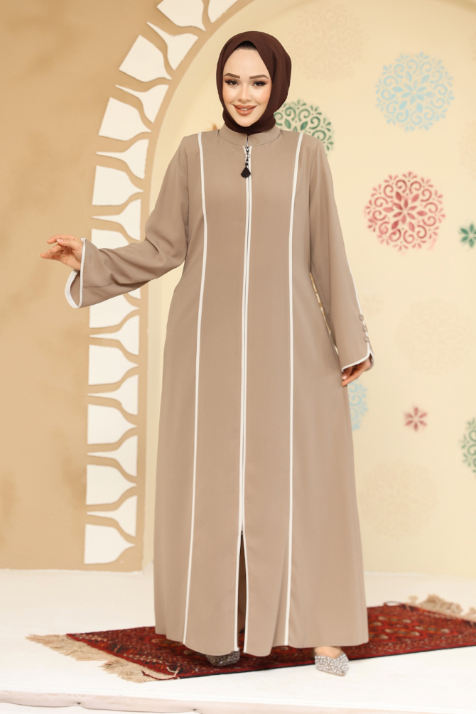 Biyeli Vizon Tesettür Abaya 45300V - 3