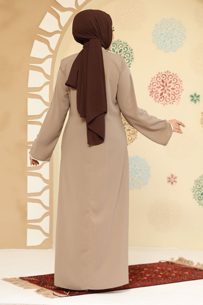 Biyeli Vizon Tesettür Abaya 45300V - 4