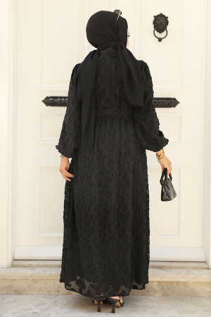 Black Chiffon Long Dress 14012S - 3