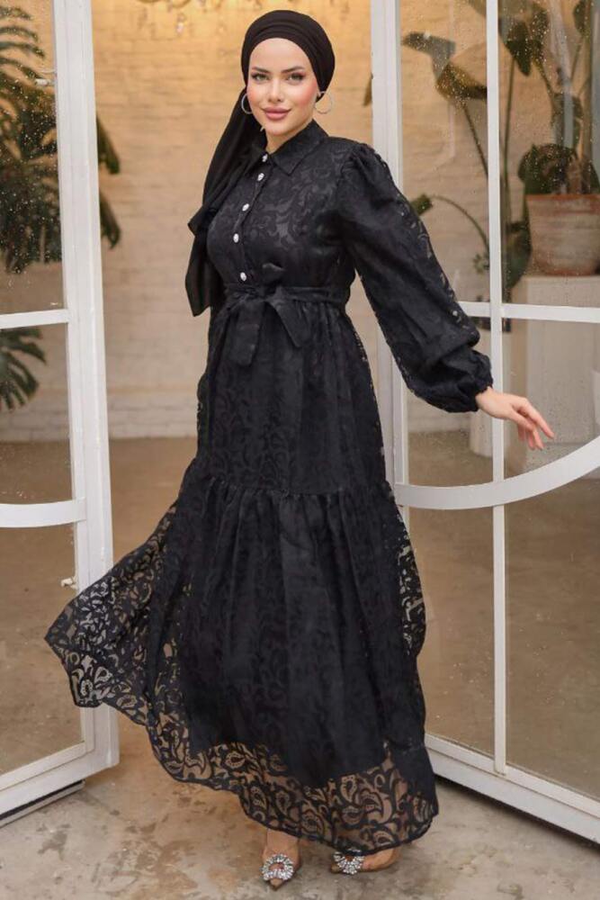 Black Chiffon Maxi Dress 13932S - 3