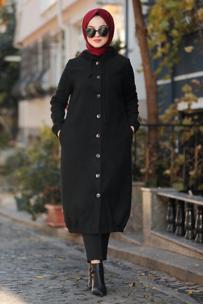 Black Hijab Coat 5403S - 1