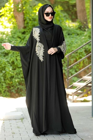 Black Hijab Abaya 9183S - 1