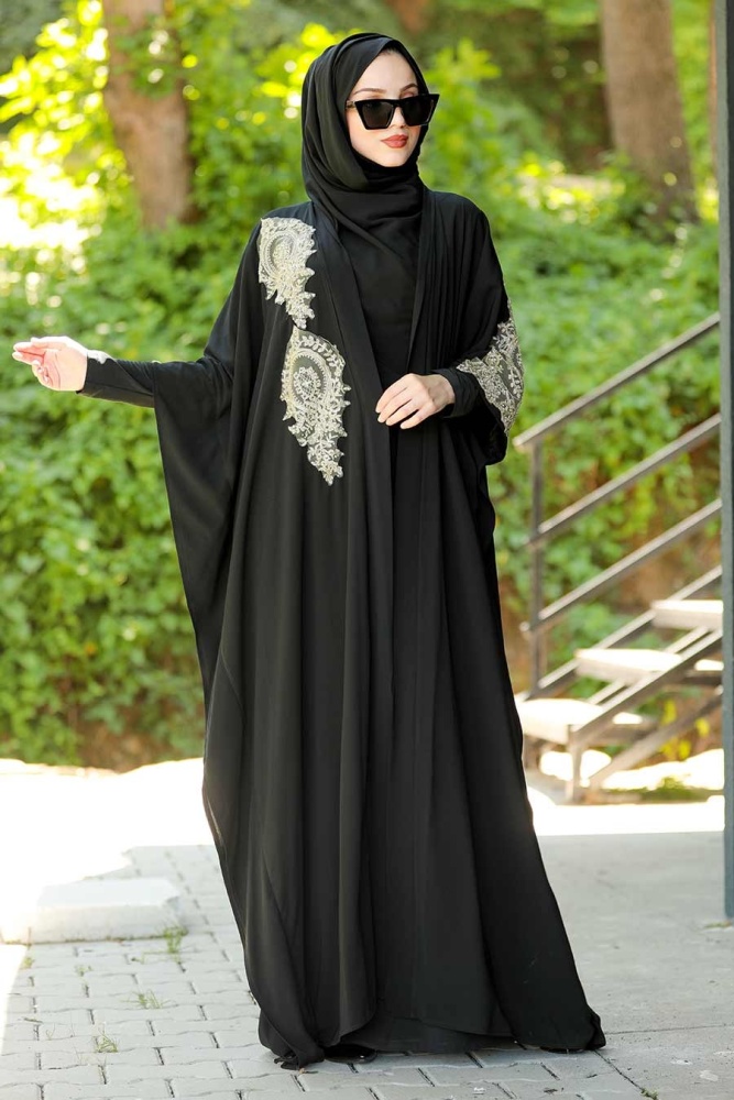 Black Hijab Abaya 9183S - 1