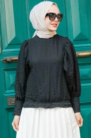 Black Hijab Blouse 24271S - Thumbnail