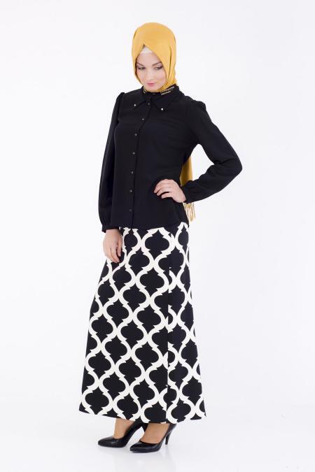 Black Hijab Blouse 8561E - 2