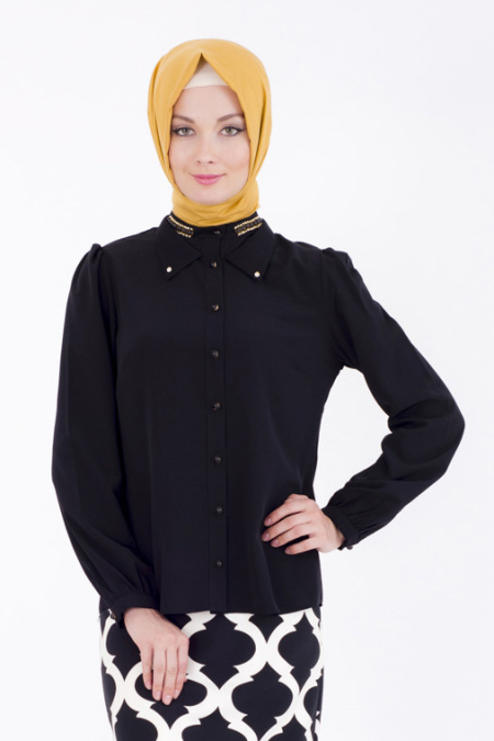 Black Hijab Blouse 8561E