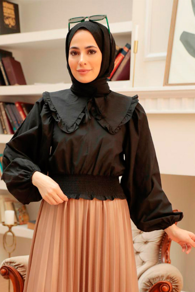 Black Hijab Blouse 8633S - 2