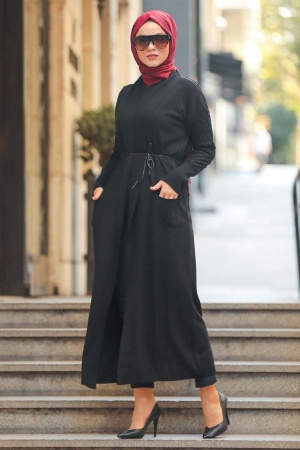 Black Hijab Cardigan 15692S - 1