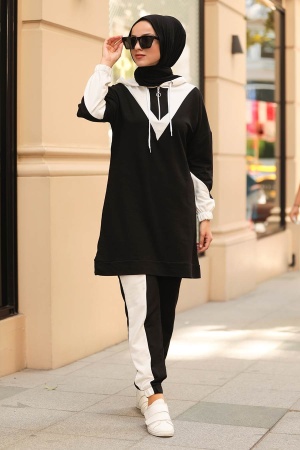 Black Hijab Casual Suit 40276S - 1