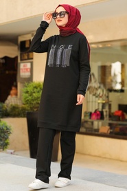 Black Hijab Casual Suit 8352S - Thumbnail