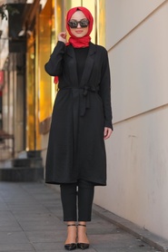 Black Hijab Coat 10108S - Thumbnail