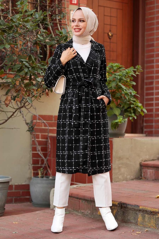 Black Hijab Coat 1324S - 1