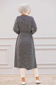Black Hijab Coat 1737S - Thumbnail