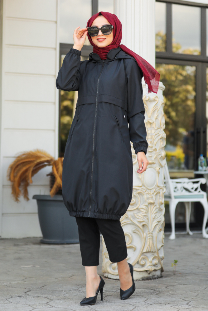 Black Hijab Coat 50850S - 1