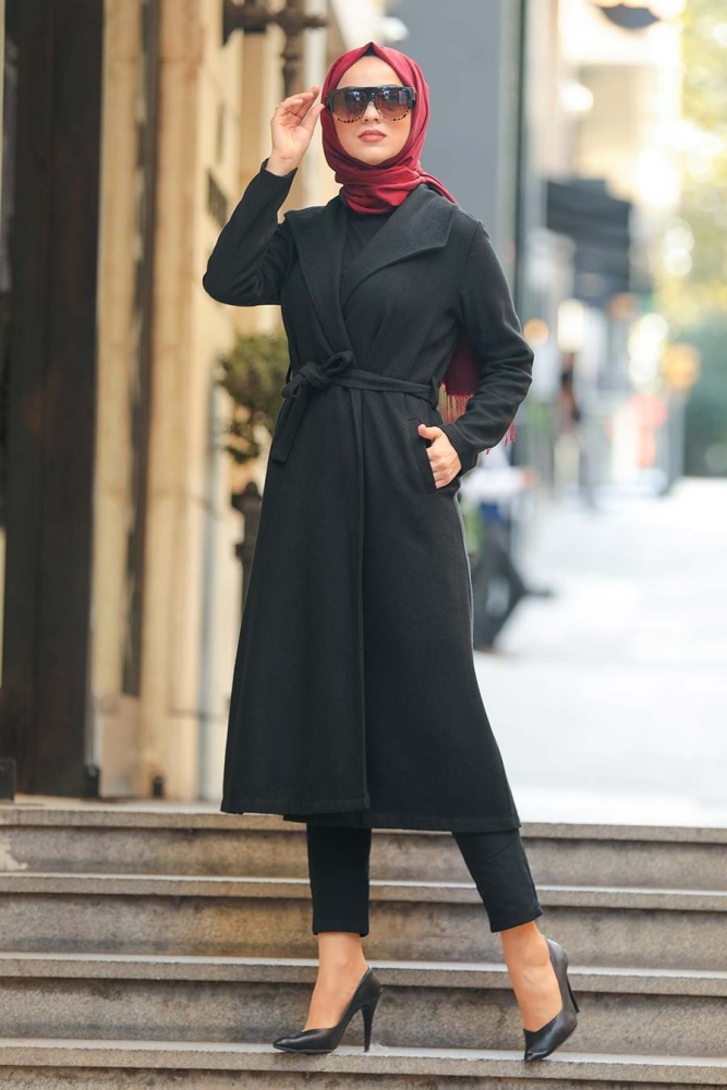 Black Hijab Coat 5173S - 1