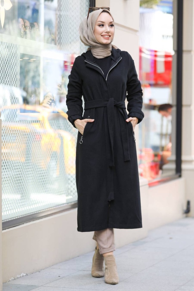Black Hijab Coat 5562S - 2