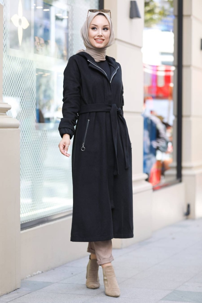 Black Hijab Coat 5562S - 1