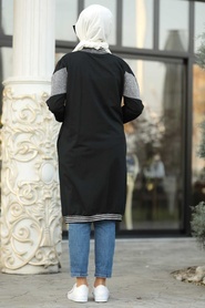 Black Hijab Coat 6024S - Thumbnail