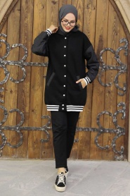 Black Hijab College Jacket 35742S - Thumbnail